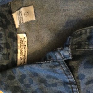 Denim animal print top